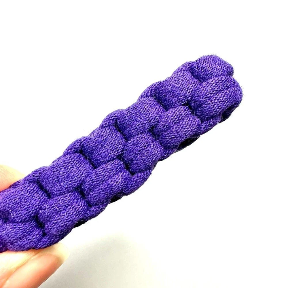 Purple Box Knot Keychain Gold Ring Braided T-Shirt Yarn Macrame Nautical Lanyard